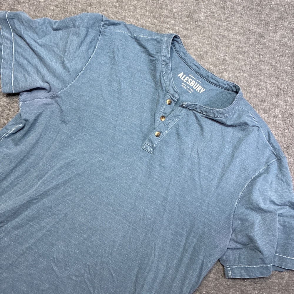 Alesbury Henley Shirt Men XL Blue Garment Dyed Short Sleeve MGK10250 Casual Peru